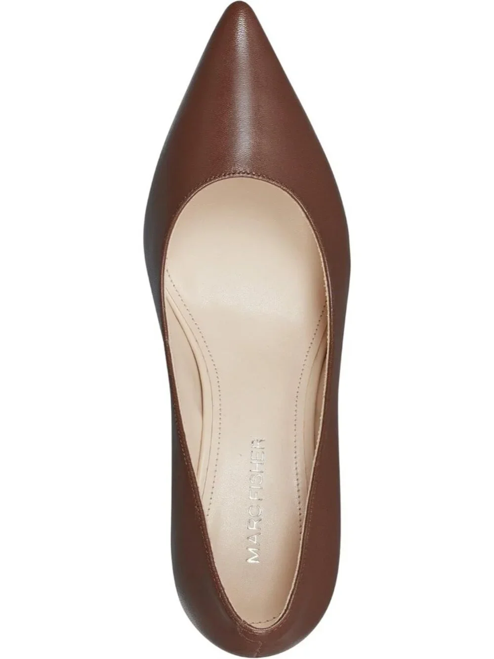 Women's Medium Brown Leather Pointed Toe Alola Casual Pumps Pull On Heel Shoes